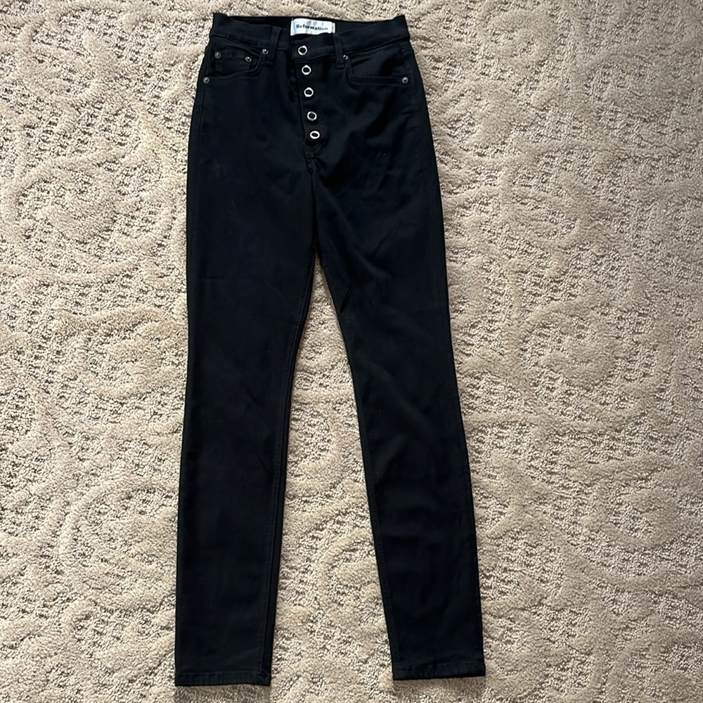 Reformation High and Skinny Snap Front Jeans Size 27